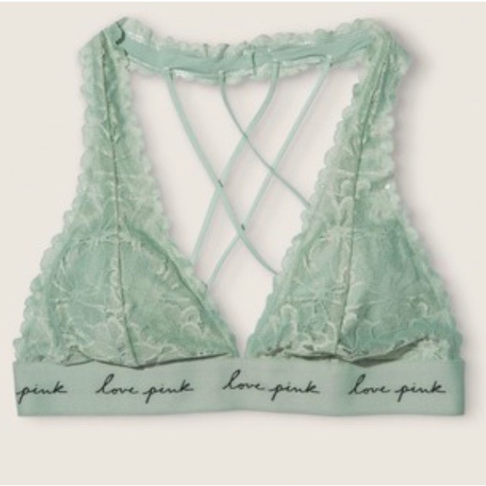 Pink Victoria’s Secret‎ Lace Strappy back bralette green size large